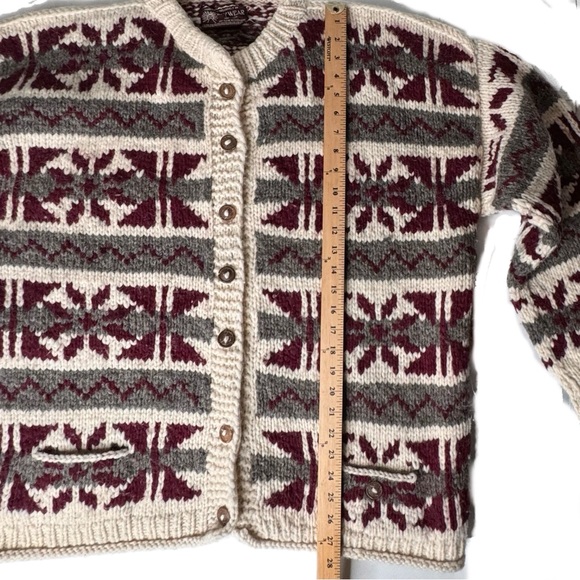 REY WEAR Vintage 100% Wool Cardigan Sweater Sz L- XL Oversized UNISEX - Picture 5 of 12